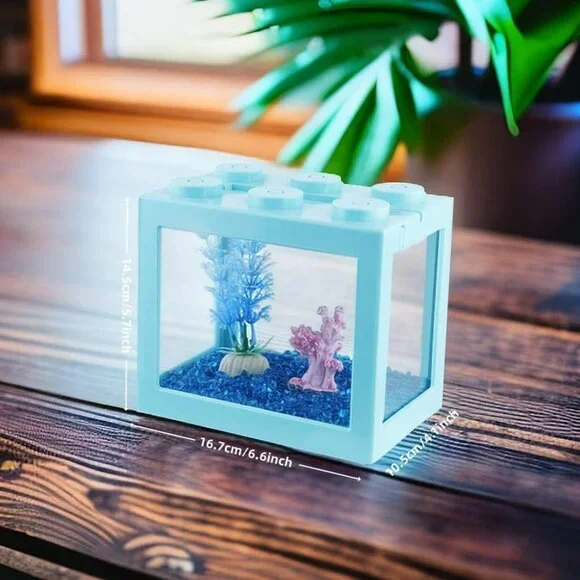 Small Betta Fish Tank, Stackable Mini Fish Tank Aquarium Tank Kit, 3/5 Gallon Re - Picture 5 of 5